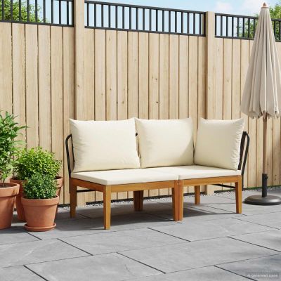vidaXL 2 ks Záhradný lounge set s vankúšmi Prírodná