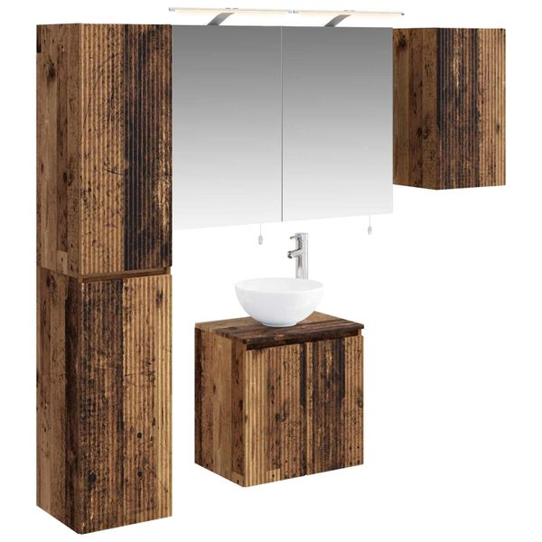 vidaXL Set kabinetov do kúpeľne 5 pcs Staré drevo 50 x 14,5 x 70 cm