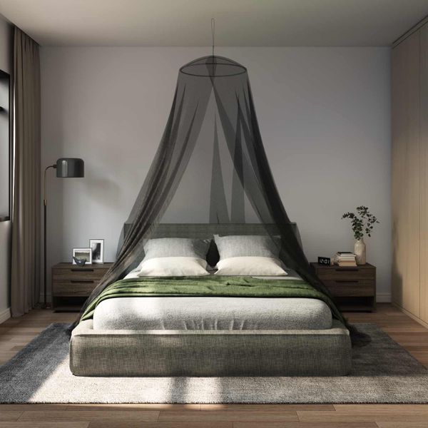 vidaXL Sieť proti komárom na posteľ 3 pcs 156 mesh Čierna ⌀56 x 220 cm
