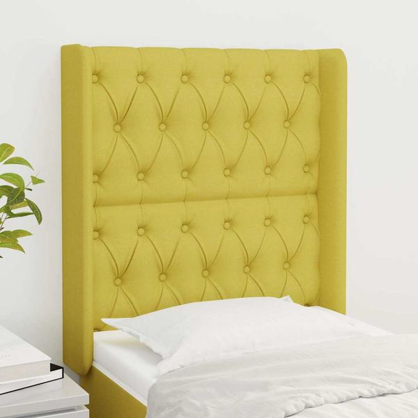 vidaXL Čelo postele so záhybmi zelené 83x16x118/128 cm látka