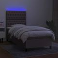 vidaXL Posteľ boxsping s matracom a LED sivohnedá 80x200 cm látka