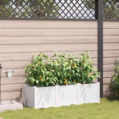 vidaXL Záhradný kvetináč 3 pcs Biely 120 x 40 x 37,5 cm Plast