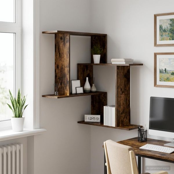 vidaXL Stenná polica Dymový dub 67 x 67 x 87 cm Kompozitné drevo