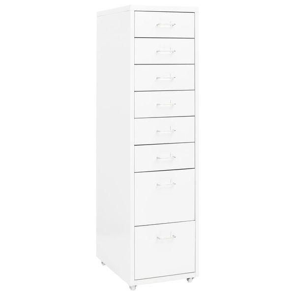 vidaXL Mobilná kartotéka biela 28x41x109 cm kov