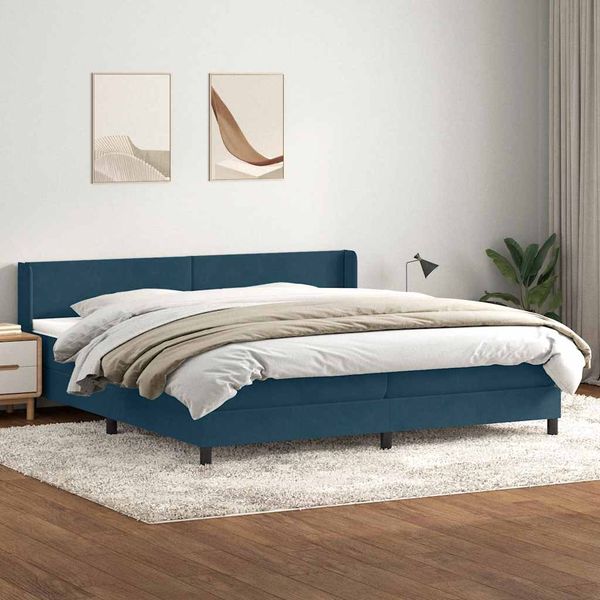 vidaXL Box Spring Posteľ s matracom Tmavomodrá 200x220 cm Zamat