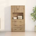 vidaXL Highboard Remeselný dub 80 x 33 x 150 cm Kompozitné drevo
