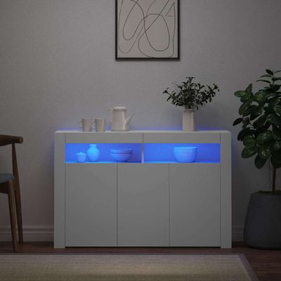 vidaXL Komoda s LED svetlami biela 115,5x30x75 cm
