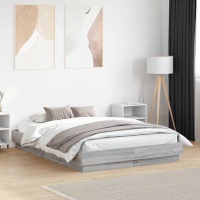 vidaXL Posteľný rám sivý dub sonoma 120x190 cm borovicový masív