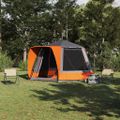 vidaXL Kempingový stan Sivá a oranžová 420 x 420 x 227 cm Polyester