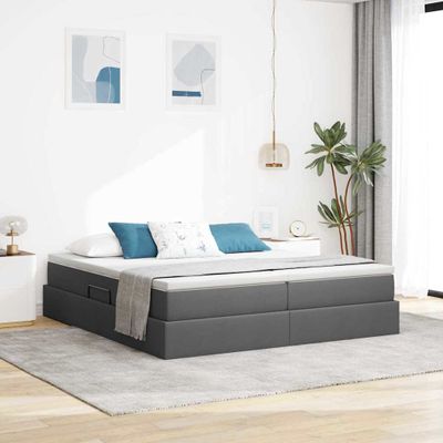 vidaXL Postel s úložným prostorem a matrací Tmavo šedá 200 x 200 cm