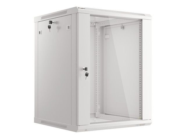 LANBERG 19'' RACKOVÁ SKRIŇA PRO MONTÁŽ NA STENU 15U/600X600 (FLAT PACK) S PROSKLENÝMI DVERAMI ŠEDÁ V2c