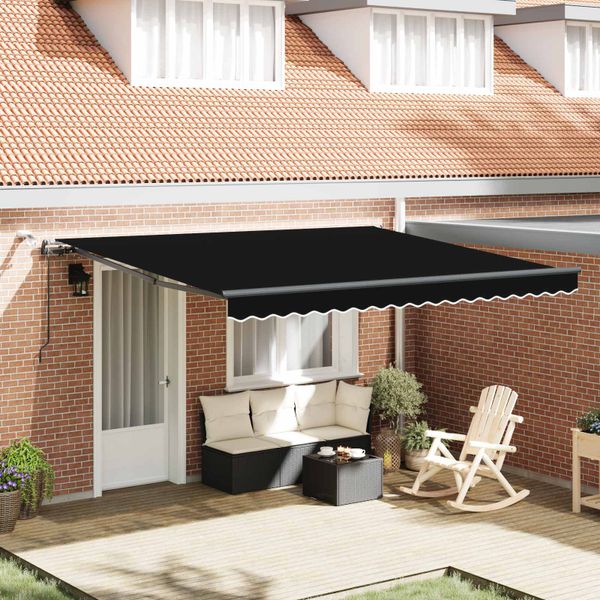 vidaXL Sklopná markíza Čierna 400 × 350 cm Polyester