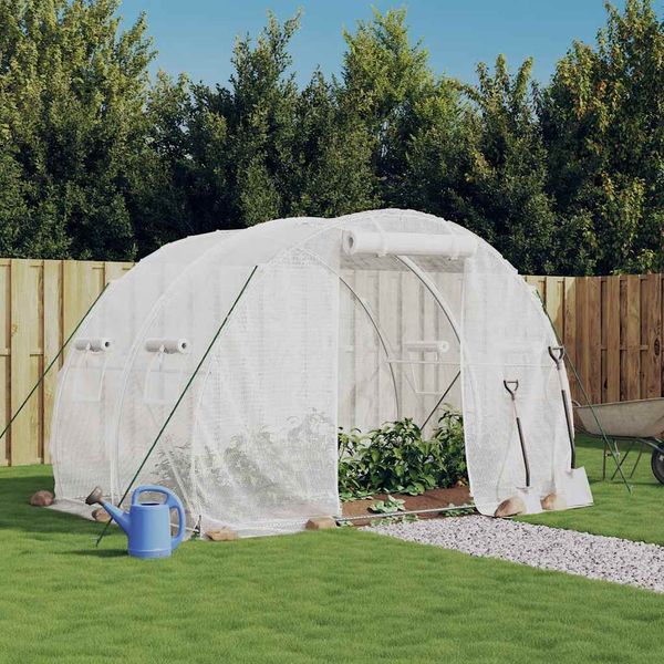vidaXL Fóliovník s oceľovým rámom biely 6 m² 3x2x2 m