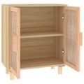 vidaXL Komoda hnedá 60x30x70 cm masívna borovica a prírodný ratan
