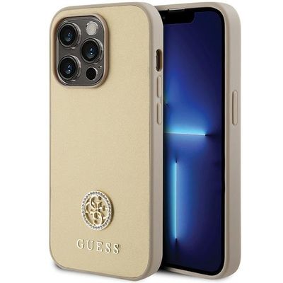 Obal Guess pre iPhone 15 Pro 6,1" GUHCP15LPS4DGPD zlatá HC PU 4G Metal Logo Strass