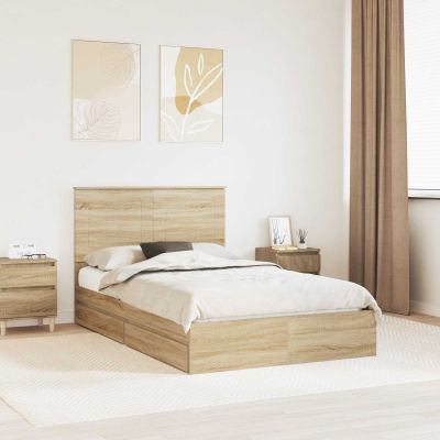 vidaXL Úložná posteľ Sonoma dub 135 x 190 cm Kompozitné drevo