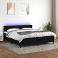 vidaXL Posteľ boxsping s matracom a LED čierna 180x200 cm látka