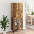 vidaXL Highboard Staré drevo 69,5 x 34 x 180 cm Kompozitné drevo