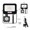 LED reflektor GLARO s pohybovým čidlom, 10 W, čierny, IP54, 1000 lm, neutrálna biela