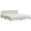 vidaXL Rám postele Dover krémová 200x200 cm látka