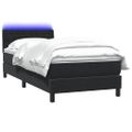 vidaXL Posteľný rám boxspring s matracom a LED čierny 90x220 cm zamat
