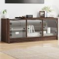 vidaXL TV skrinka so sklenenými dvierkami hnedý dub 102x37x42 cm