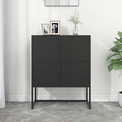vidaXL Vysoká skrinka čierna 80x35x100 cm oceľ
