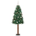 vidaXL Úzky vianočný stromček s 300 LED-i so stojanom Zelená 210 cm