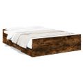 vidaXL Posteľný rám so zásuvkami dymový dub 135x190cm kompozitné drevo