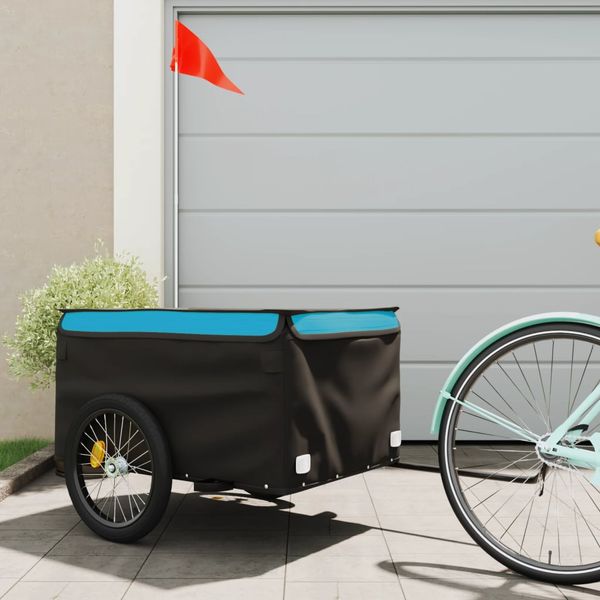 vidaXL Vozík za bicykel, čierno modrý 45 kg, železo