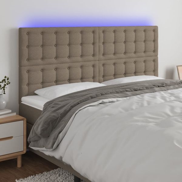 vidaXL Čelo postele s LED sivohnedé 200x5x118/128 cm látka