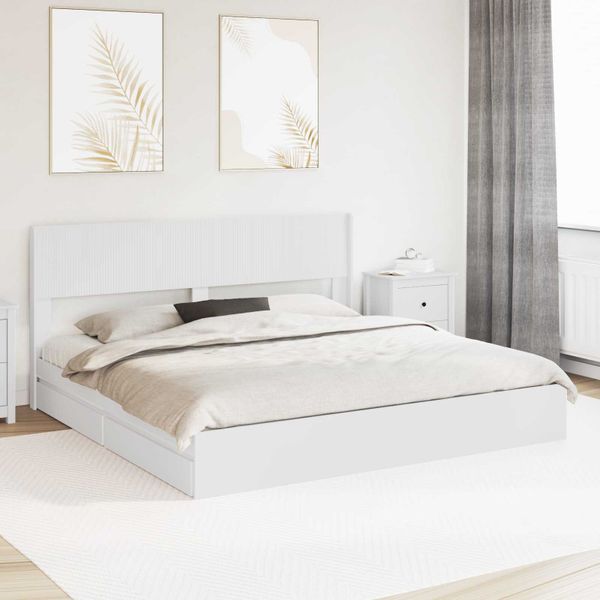 vidaXL Posteľový rám s úložným priestorom a čelom Biela 180 x 200 cm