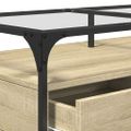 vidaXL Konferenčný stolík sklenená doska dub sonoma 98,5x50x45 cm oceľ