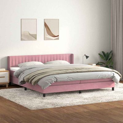 vidaXL Posteľný rám boxsping s matracom ružový 200x220 cm zamat