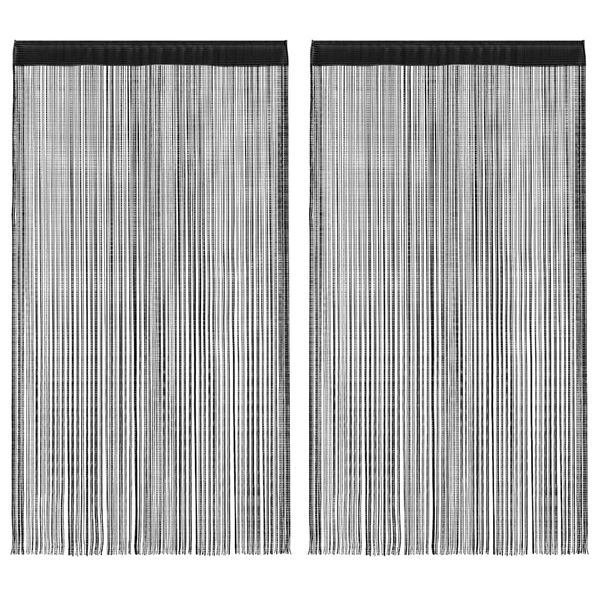 vidaXL Šnúrkový záves, 2 ks, 100x250 cm, čierny