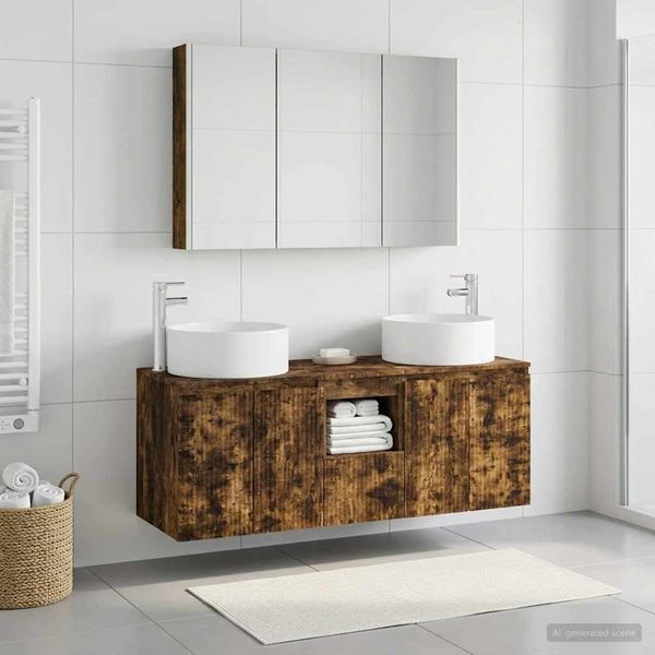 vidaXL Set kabinetov do kúpeľne 4 pcs Dymový dub 103,5 x 15,5 x 70 cm