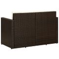 vidaXL 2-miestna záhradná pohovka s podložkami, hnedá, polyratan