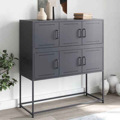 vidaXL Komoda antracitová 100,5x39x107 cm oceľ