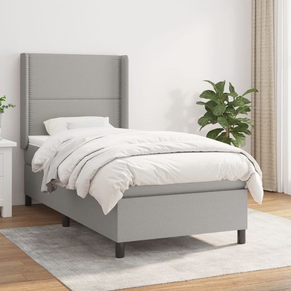 vidaXL Boxspring posteľ s matracom bledosivý 100x200 cm látka