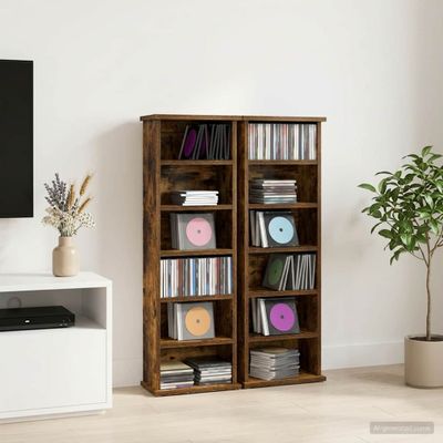 vidaXL CD Skrinka 2 ks Dymový dub 60 x 17 x 92 cm Kompozitné drevo