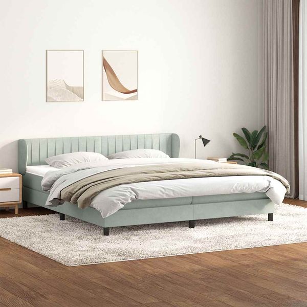 vidaXL Box Spring Posteľ s matracmi Svetlosivá 200x210 cm Zamat