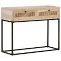 vidaXL Konzolový stolík 100x35x76 cm mangovníkový masív a prírodná trstina
