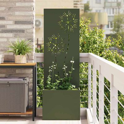 vidaXL Záhradná clona na súkromie Kvetinový Olivovo zelená 50 x 140 cm