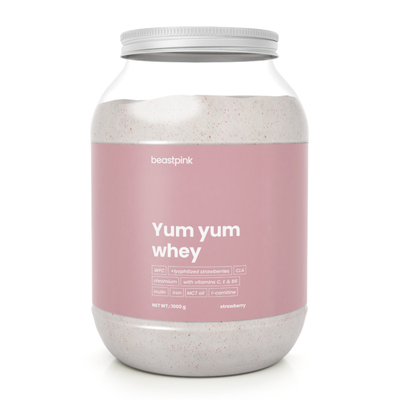 Yum Yum Whey - BeastPink + darček, strawberry splash, 1000 g
