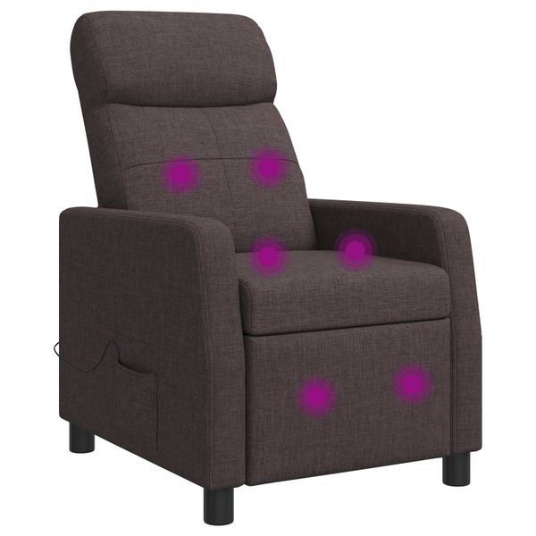 vidaXL Masážne relaxačné kreslo Tmavohnedá Látka