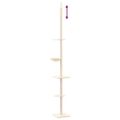vidaXL Strom pre mačky od podlahy po strop krémový 263,5-289,5 cm