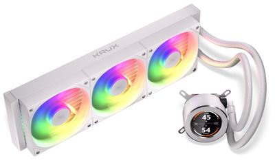 Krux vodný chladič CPU HydroGlance 360 ARGB LCD White / 3x120mm ARGB / PWM / display / AMD i Intel / biely Krux vodný chladič CPU HydroGlance 360 ARGB LCD White / 3x120mm ARGB / PWM / display / AMD i Intel / biely
