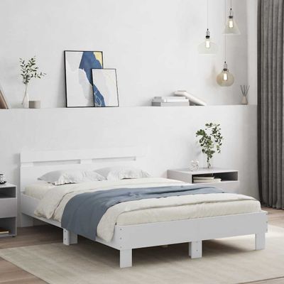 vidaXL Posteľný rám s čelom biely 120x190 cm kompozitné drevo