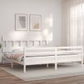 vidaXL Posteľný rám s čelom biely 200x200 cm masívne drevo