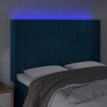 vidaXL Čelo postele s LED tmavomodré 147x16x118/128 cm zamat